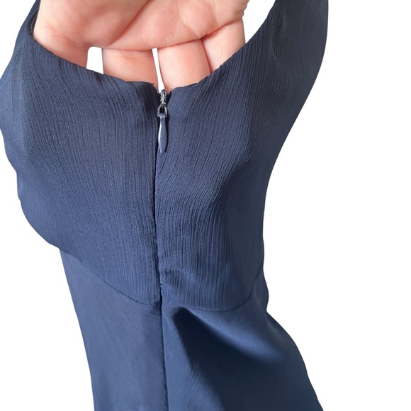 Bob Mackie Navy Blue Shell Tank Blouse V Neck Chiffon Womens Size 6 - Picture 5 of 7